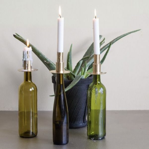 silver candle holder bottle